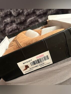 MY SOFT Camel Suede Heeled Women's Boots